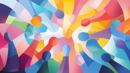 Poster - Abstract Kaleidoscope of Figures in Vibrant Colors Representing the Harmony of a Tea Ceremony and Connection