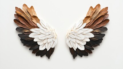 Poster - Beautiful Enchanted Wings with Shimmering Feathers in Earthy Tones for Artistic and Nature-Inspired Creations