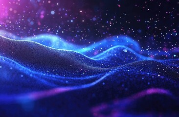 abstract background with a blue gradient and wavy dots, a light effect, and a dark color