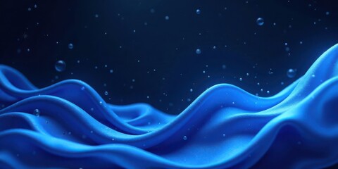 Aufkleber - Fluid Blue Drapery with Suspended Droplets An Abstract Textural Background Image for Design Projects