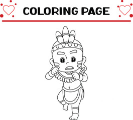 Wall Mural - indian boy is ready fight without any weapon coloring page for kids