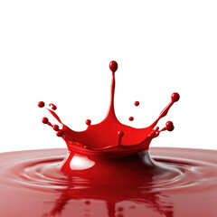 Poster - Red liquid splash crown against a white background showcasing fluid dynamics and motion in high definition, ideal for various creative applications and designs.
