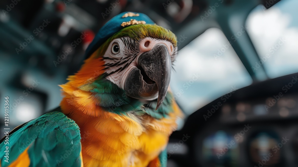 This captivating parrot in a captain's hat offers a truly unique ...