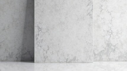Poster - A Minimalist Studio Backdrop Featuring Textured Walls and a Polished Floor Ideal for Product Photography or Artistic Visuals