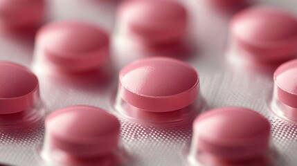 Wall Mural - Close-up of Pink Pills in Blister Pack