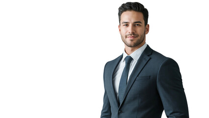Poster - Portrait of a smiling handsome businessman in suit, isolated on transparent background