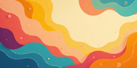 Aufkleber - Abstract Colorful Wavy Design with Pastel Hues and Floating Dots A Vibrant Background for Modern Projects