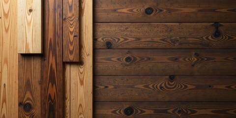 Aufkleber - Rustic Wooden Planks with Varied Shades and Textures, Offering a Striking Contrast Between Light and Dark Wood Grain Patterns for Design Inspiration