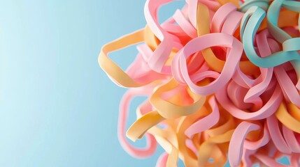 Poster - Striking 3D Render of Colorful Spiralized Vegetables in Clay Style Against a Soft Blue Background