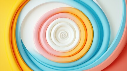 Poster - Striking 3D Render of Spiralized Clay Vegetables in Vibrant Colors for Artistic Culinary Presentations