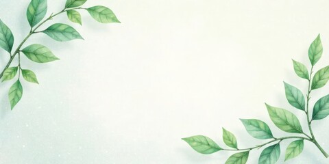 Aufkleber - Serene Watercolor Greenery Frame Elegant Botanical Illustration with Delicate Leaves and Branches for Invitation, Poster, or Announcement Design