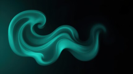 Leinwandbilder - Abstract Teal Swirling Smoke Design on Black Background, Perfect for Modern Presentations and Designs