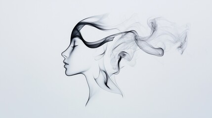 Poster - Elegant Abstract Representation of a Girl with Swirling Lines and Ethereal Forms