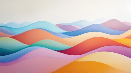 Poster - Abstract Waves of Color Reflecting Fluid Nature in Soft Tones and Gradients