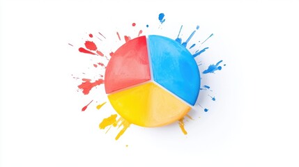 Poster - Abstract Pie Chart with Bold Color Splashes on White Background for Creative Design Projects