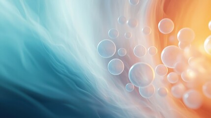 Poster - Colliding Orbs of Energy in a Vivid Abstract Background Illustrating Dynamic Motion and Fluidity in Bright Colors