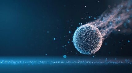 Poster - Abstract Visualization of Colliding Energy Orbs in a Dynamic Blue Environment Showcasing Motion and Light Effects