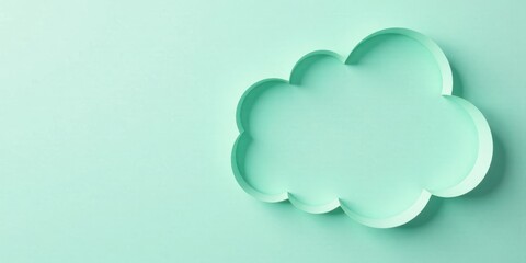 Leinwandbilder - Abstract Mint Green Paper Cloud Shape on Pale Background for Design Projects