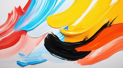 Poster - Vibrant Brush Strokes Colliding and Blending in Dynamic Color Palette Displaying Energy and Movement