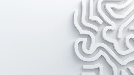 Poster - Minimalistic Maze Design with Curved Lines on a Clean White Background for Abstract Art and Decoration
