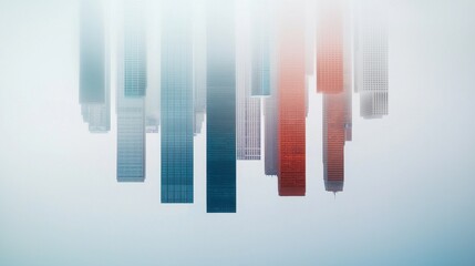 Poster - Abstract Reflections of Skyscrapers in Still Water, Capturing Urban Beauty with Soft Colors and Patterns in a Dreamy Atmosphere