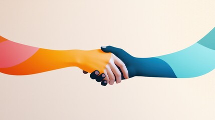 Poster - Two Interlocking Hands in Abstract Style Representing Unity, Collaboration, and Connection