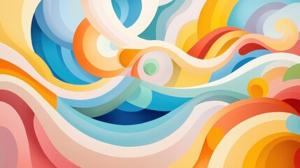 Poster - Whimsical Swirls and Circles of Color in Abstract Design for Vibrant Artistic Backgrounds