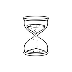 a line art drawing of a hourglass with sand illustration