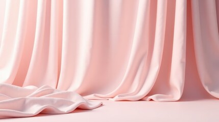 Aufkleber - Elegant Draped Pink Fabric Background for Product Presentation and Soft, Gentle, Romantic Design