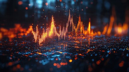 Poster - Illuminated Cityscape: A Digital Stock Market Visualization
