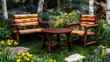 © Laily - Rustic Log Cabin Garden Chairs and Table Set