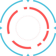 Poster - concentric circles with arrows and dotted lines creating a modern, technological loading icon, sugge