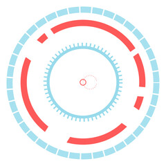 Fototapete - Futuristic head up display - HUD - interface with target and circular elements forming a technological background, ideal for video games, virtual reality, and other digital applications