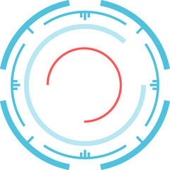 Poster - modern, futuristic head up display - hud - element featuring concentric circles in blue and red, cre