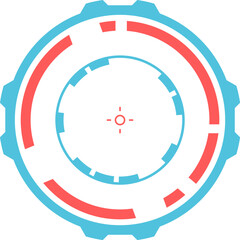 Poster - circular progress bar or target interface with crosshair, featuring futuristic design and bright col