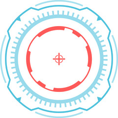 Poster - Futuristic heads up display interface featuring a circular design with a crosshair, perfect for video games, virtual reality, and applications needing precise targeting