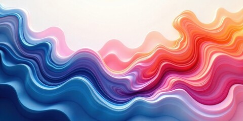 Poster - Abstract Colorful Wave Pattern Design Serene Hues and Dynamic Curves in Vibrant Gradient