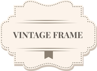 Poster - Vintage frame featuring dotted edges and an elegant ribbon banner, incorporating text along with two horizontal lines, all isolated against a clean white background