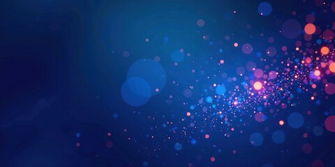 Poster - Abstract Blue Background with Glowing Particles and Bokeh Lights for Design Projects