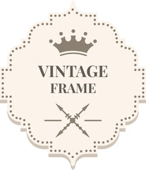 Poster - Vintage frame with crown and crossed arrows on a light background representing elegance, prestige, and classic design, perfect for logos, invitations, or certificates