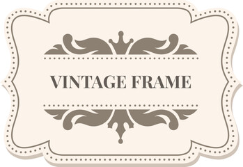 Poster - Elegant vintage frame with crown and floral ornaments decorating a blank space on a light beige background, perfect for adding a touch of classic style