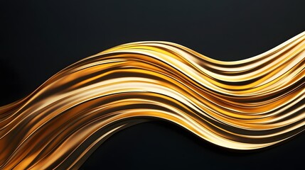 Wall Mural - Flowing Golden Waves Against Dark Gradient Backdrop Symbolizing Luxury and Technology