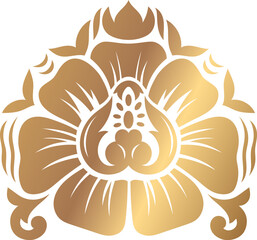 Poster - Golden floral ornament representing hibiscus flower with gradient effect, perfect for luxury design projects, invitations, packaging, and branding