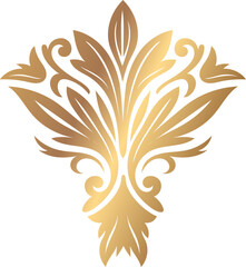 Poster - Luxurious golden floral damask ornament with gradient effect decorating a white background, perfect for luxury and elegance themed projects