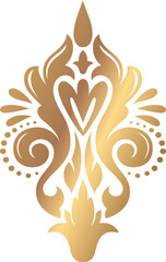 Poster - Golden damask ornament elegantly decorating a white background, enhancing luxury design projects, invitations, cards, and premium packaging with a touch of vintage sophistication