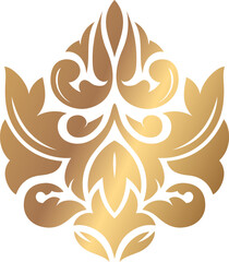Poster - Luxurious golden damask floral ornament enriching a pristine white background, enhancing elegant and sophisticated designs with its ornate and vintage charm, ideal for upscale projects