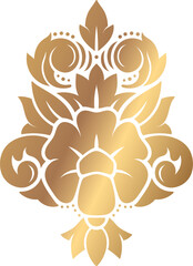 Poster - Luxurious golden damask floral ornament contrasting beautifully against a pristine white background, enhancing elegant and sophisticated designs for various creative projects