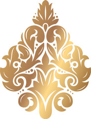 Poster - Luxurious golden damask floral ornament decorating a white background, creating an elegant and sophisticated design, perfect for adding a touch of luxury to various projects
