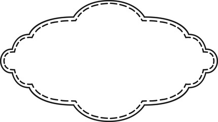 Poster - Decorative cloud shaped frame with a dotted line border, enhancing a vintage aesthetic for invitations, cards, and various design projects