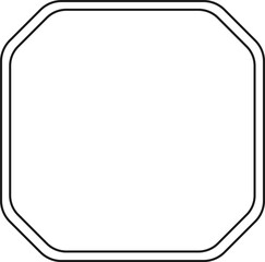 Poster - Featuring a simple rounded octagon shape with a double border, creating a frame around an empty white space, evoking a clean and minimalist design aesthetic